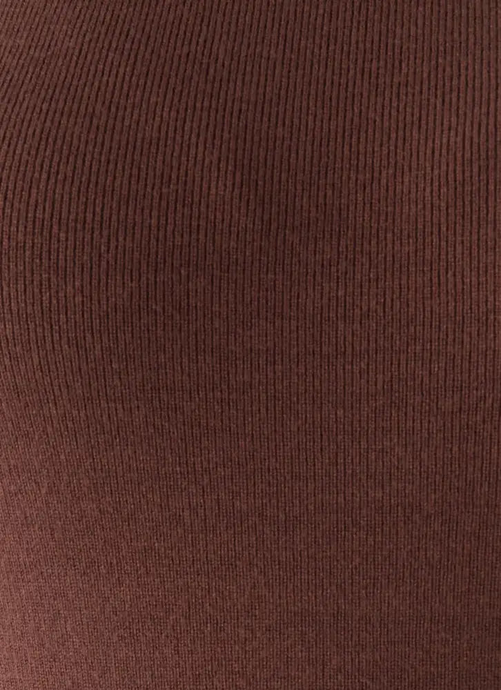 Aviara Knit High Neck Top - Chocolate - Knit Tops