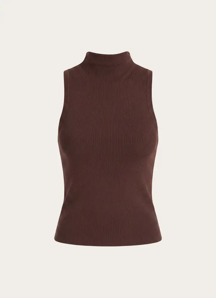 Aviara Knit High Neck Top - Chocolate - Knit Tops