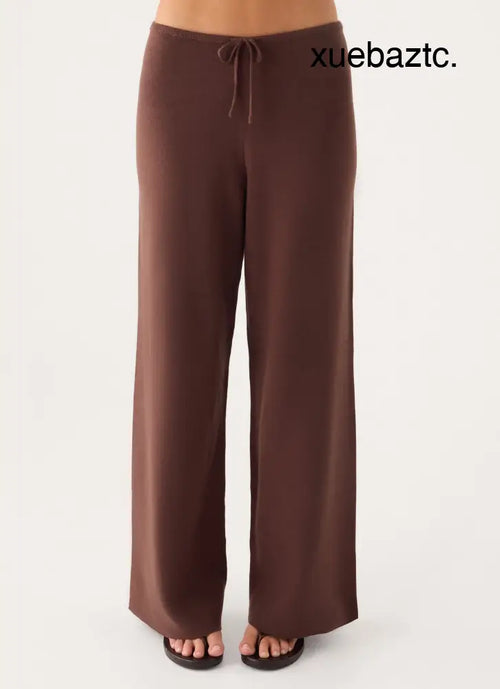 Aviara Knit Low Rise Pant - Chocolate - Pants