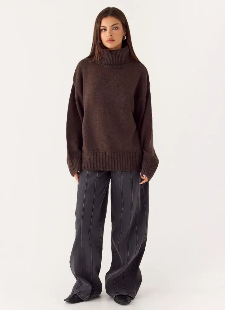 Gabrielle Knit Sweater - Chocolate - Jumpers + Knits