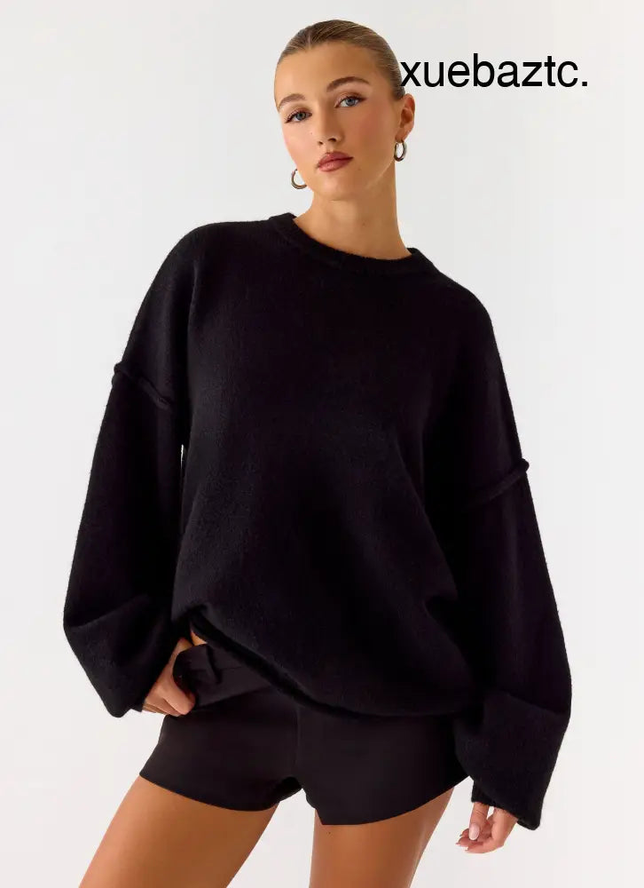 Jack Oversized Knit Sweater - Black - Sweater