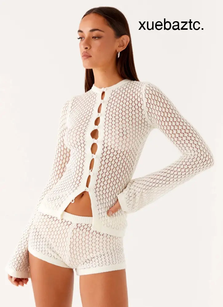 Molly Crochet Cardigan - Ivory - Cardigans