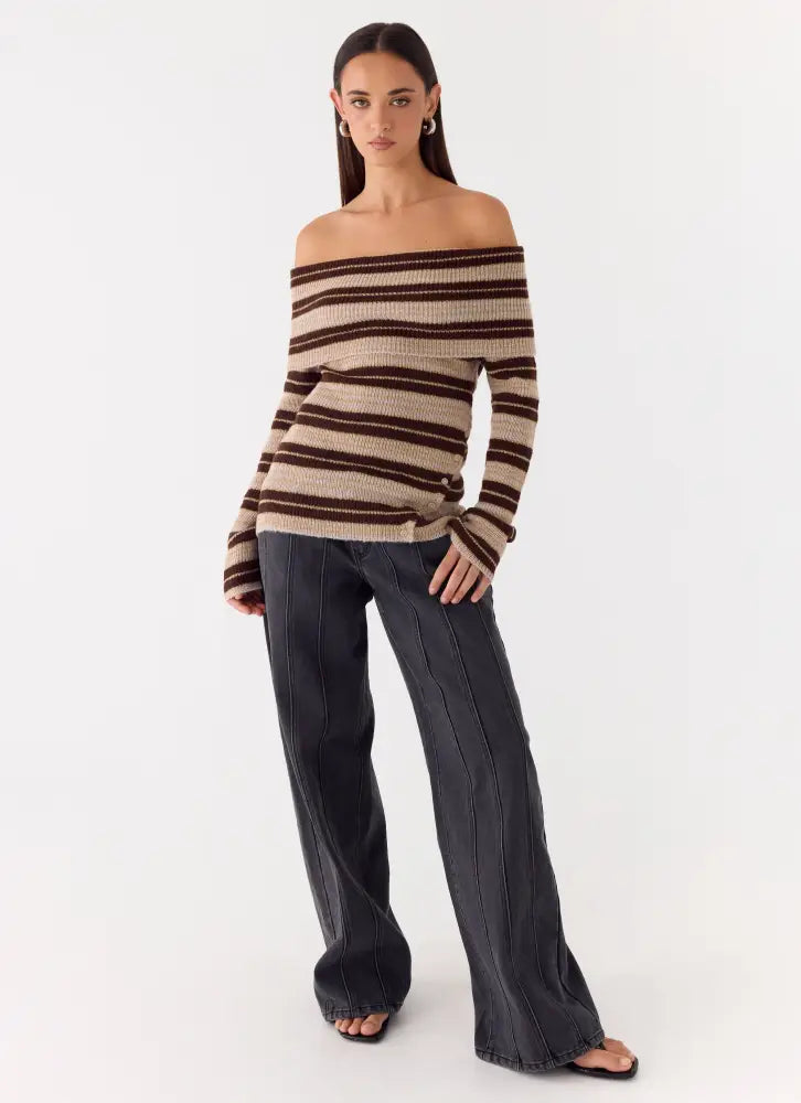 Nichola Knit Jumper - Ombre Tan - Jumpers + Knits
