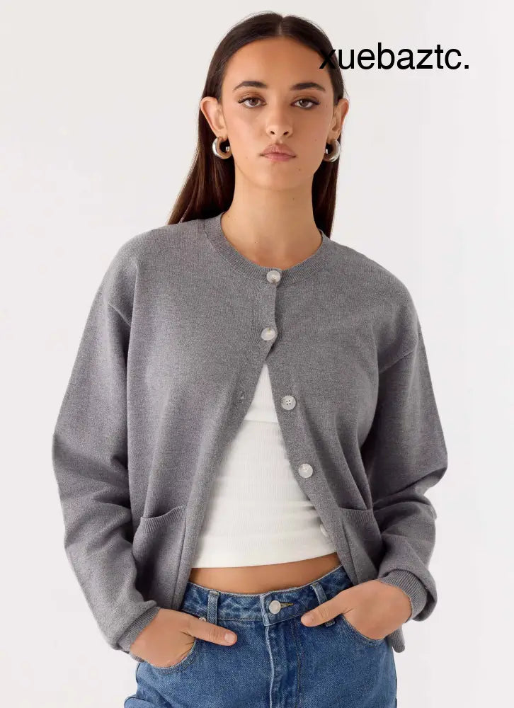 Sean Relaxed Knit Cardigan - Grey - Jumpers + Knits