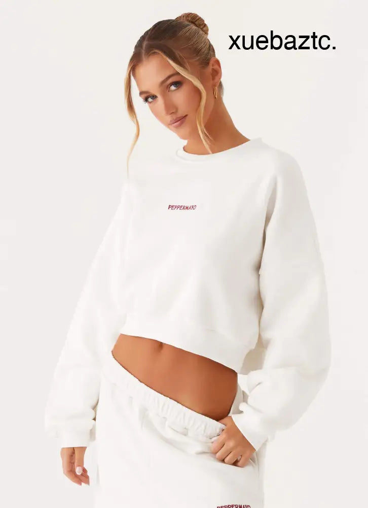 Signature Cropped Sweatshirt - Ivory - SweatShirt