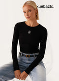 Signature Monogram Long Sleeve Tee - Black - Long Sleeve Tops