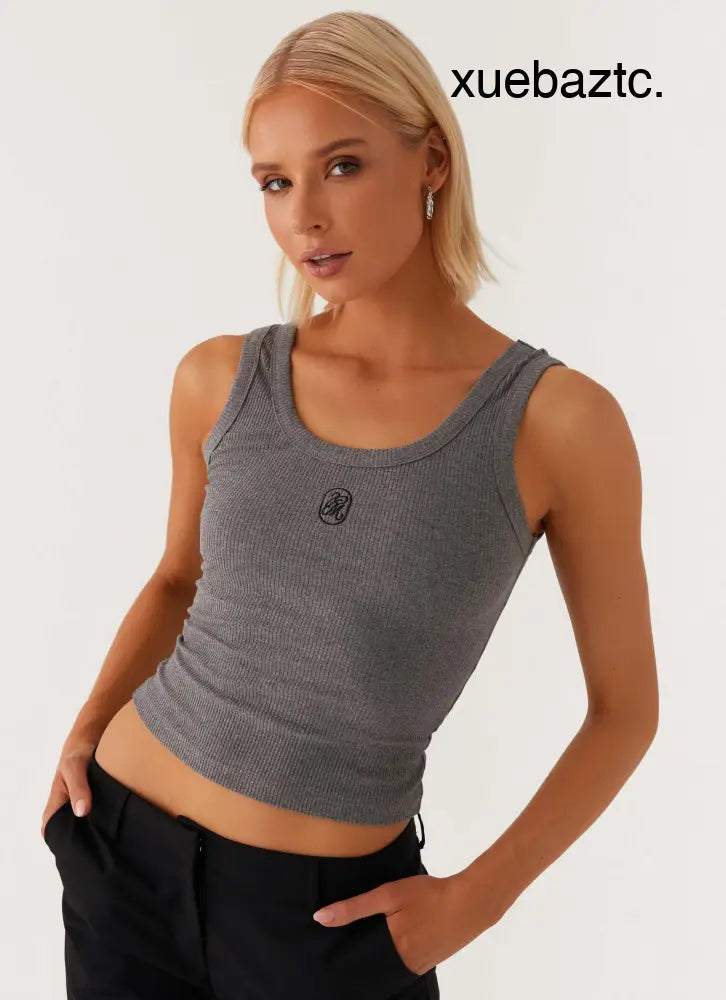 Signature Tank Top - Dark Grey Marle - Tops